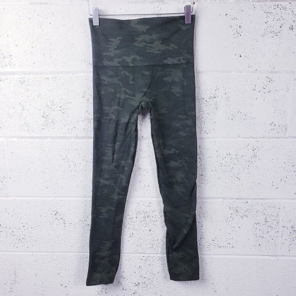 SPANX Medium Look At Me Now Leggings Army Green Camo High‎ Waisted